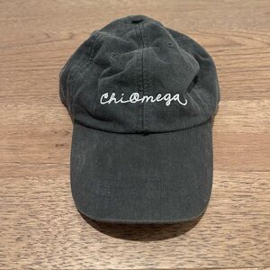Chi Omega Embroidered Faded Black Hat